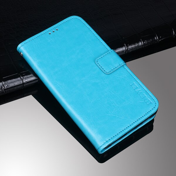 Til oppo  a91 etui flip tegnebog business læder fundas telefon etui til oppo  a91 cover capa med kort slot tilbehør: Himmelblå