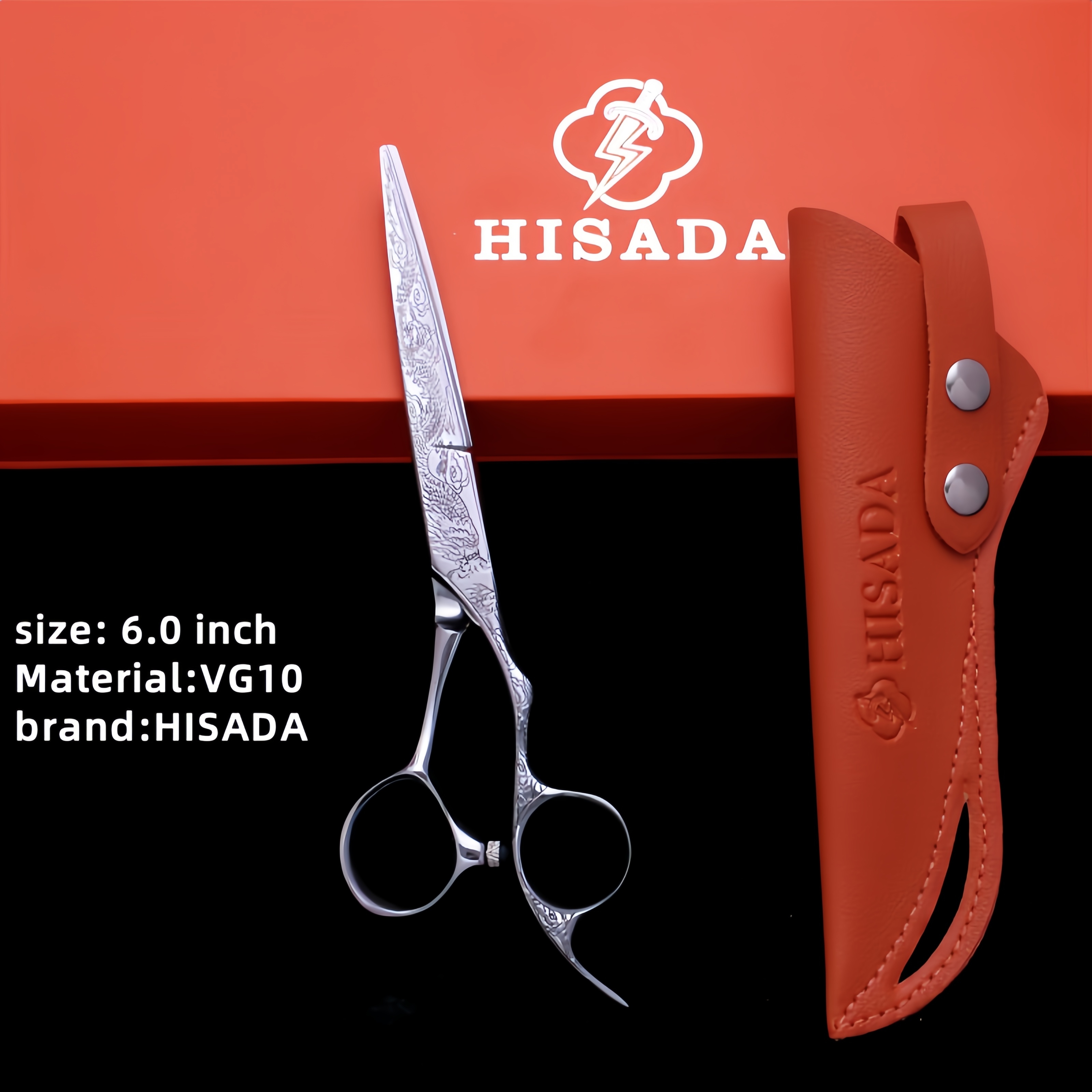 HISADA 6,0-inch VG10 staal Wolfraam Staal Patroon Hoogwaardige schaar Patroon Professionele Kapsalon Top Professionele Schaar: Licht Geel
