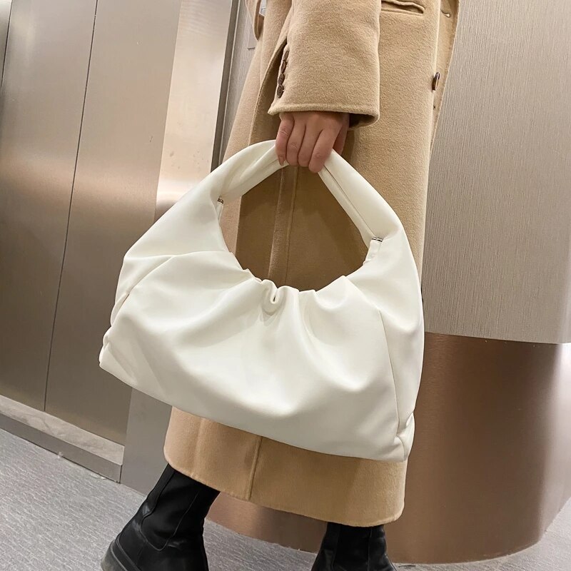 Bolso De hombro De lujo para mujer, bolsa De mano femenina con pliegues, a la , suave, Torebka,