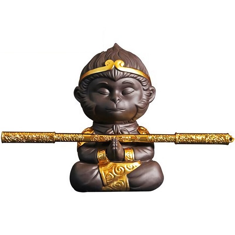 Keramische Aquarium Aap Boeddha Woondecoratie Aquarium Tuin Aap Warrior Ornament Chinese Legend Figuur Zon Wukong: GRAY