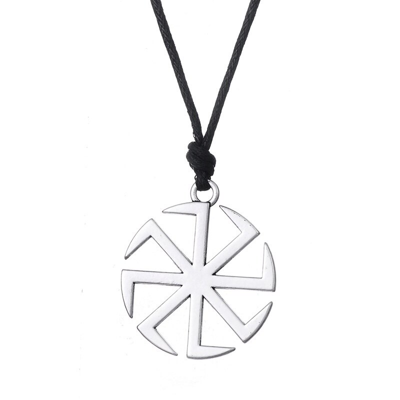 Slavic Kolovrat Amulet Pagan Sun Talisman Bijouterie Male Ethnic Slavic Pendant Necklace Women Men Jewelry Gold/Silver: Silver Plated