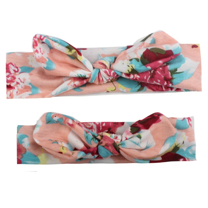 2 Pçs/set Mom &amp; Baby Headbands Turbante Bebê Mãe Filha Mãe Impressão Pai-Filho Orelhas de Coelho Hairband Floral Acessórios Para o Cabelo: Type A