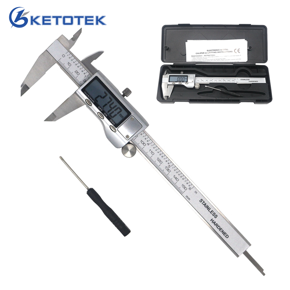 Digital Vernier Caliper 6 Inch 150mm Stainless Steel Electronic Caliper Micrometer Depth Measuring Tools