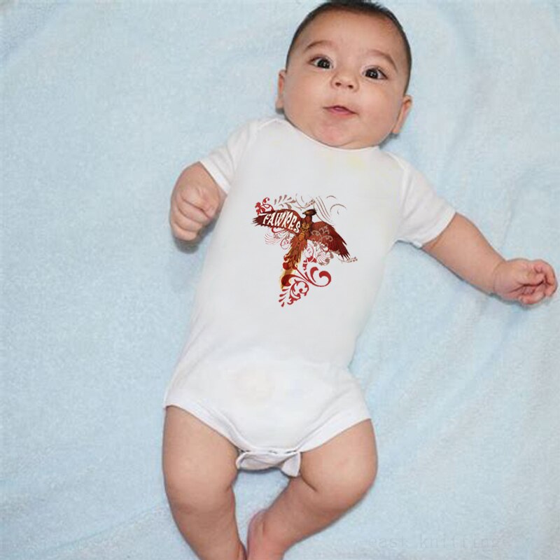 DERMSPE Pasgeboren Baby Jongen Meisje Korte Mouw Letter Print Vogel Foto Katoenen Romper Baby Ademend Jumpsuit Kleding Wit