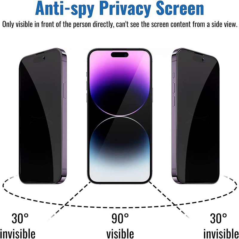 3PCS Privacy Screen Protector For iPhone 15 14 13 12 Pro Max Full Anti-Spy Glass 11 XS XR 7 8Plus Private