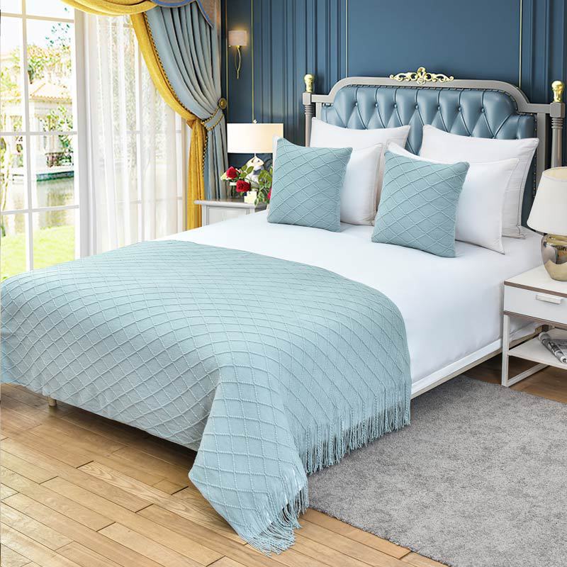 1 Peça de Colchas e Cobertores Modernos de Cor Sólida com Borlas, para o Pé da Cama, Tamanhos Queen e King, Decoração para Casa