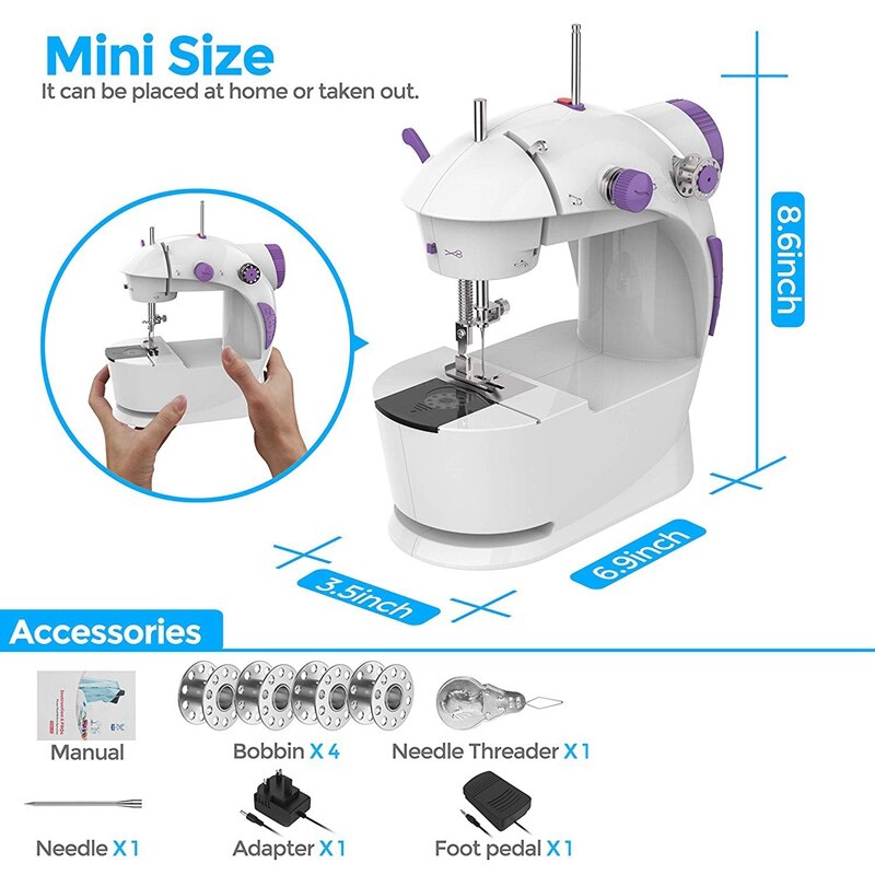 Mini Sewing Machine, Upgraded Version Portable Mini-Car Home Sewing Machine Us Plug