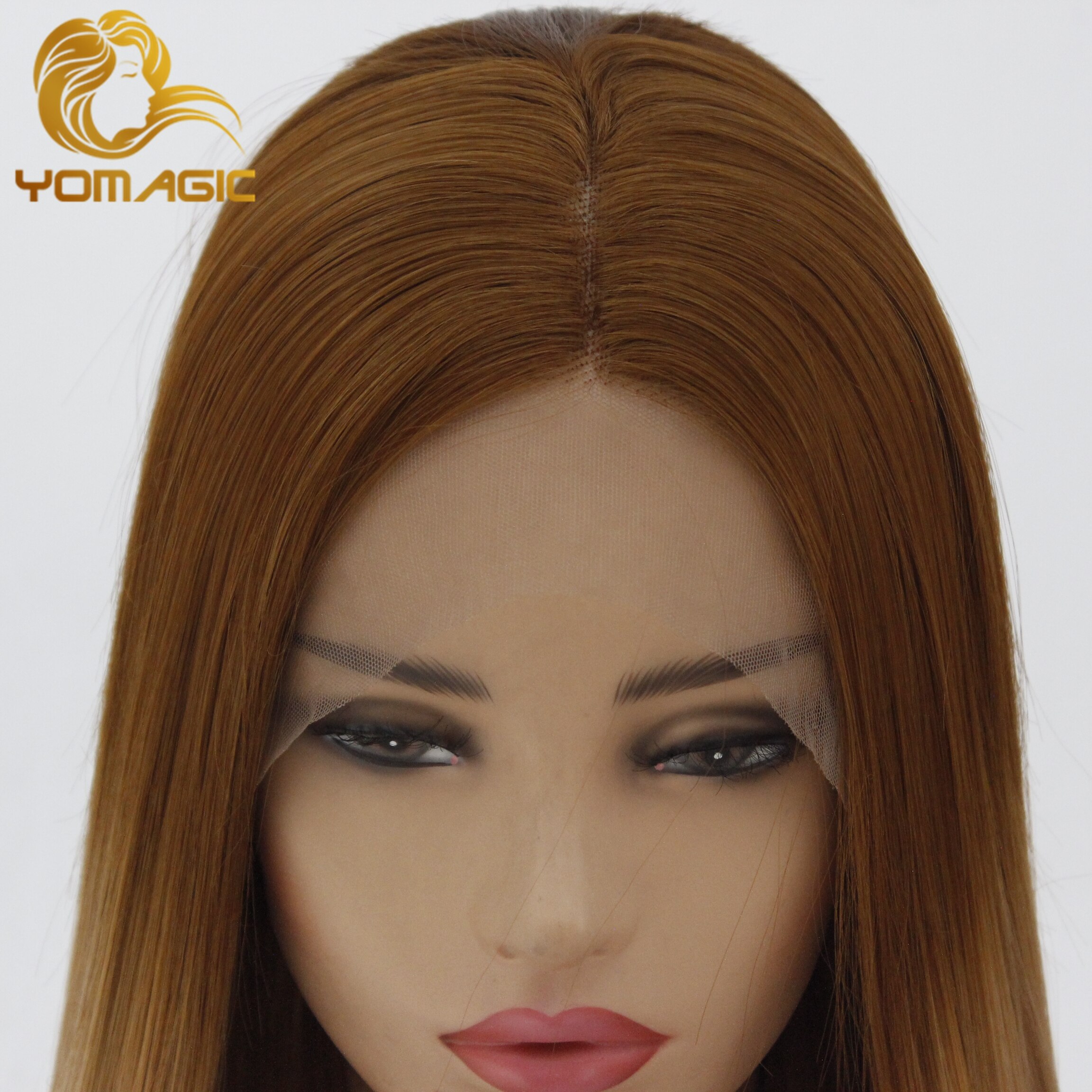 Yomagic Ombre Kleur Lace Front Pruiken Voor Vrouwen Lange Rechte Honing Blond Synthetisch Haar Pruiken Betaalbare Gekleurde Pruiken Voor Party