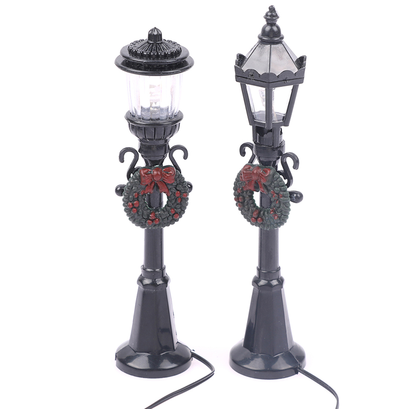 Mini lampadaire de noël à monter soi-même, Mini lampadaire pour maison de poupée, accès au jardin féerique Micro-paysage, 4 pièce/ensemble