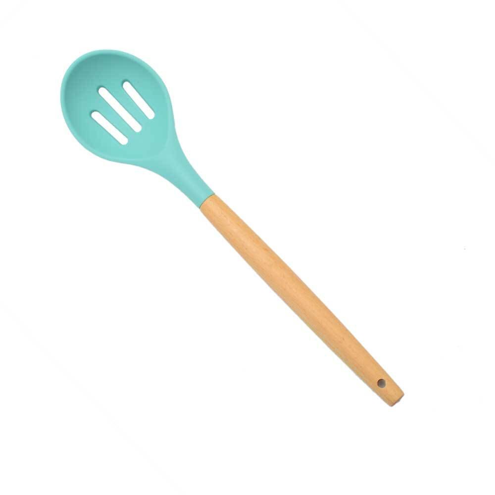 Silicone Cookware Set Kitchen Tools Non-stick Spatula Shovel Wooden Handle Cooking Utensils Kitchenware Accessories Egg Beaters: Colander