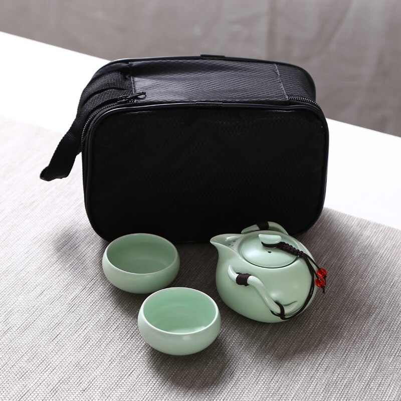 Portable Penguin, One Pot, Four Cups Travel Tea Set, Teapot, Teacup, Teapot, Teacup: green 1 Pot 2 Cups