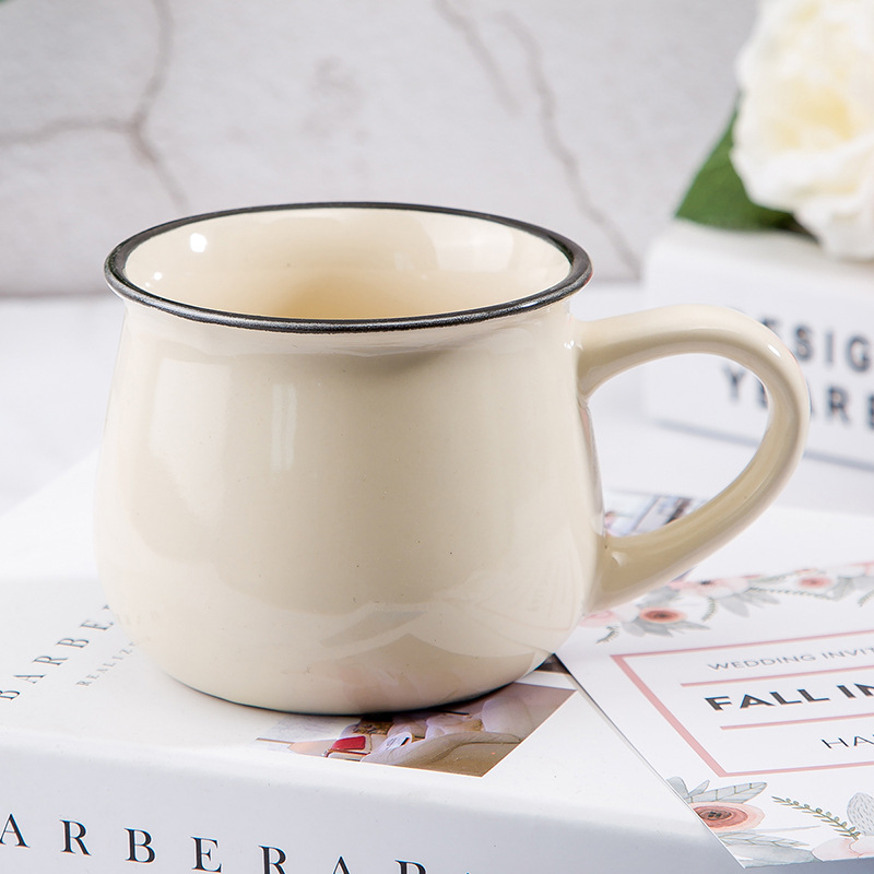 Hemmakontor retro te kaffe miljövänlig mugg keramik dricksmuggar keramik gravyr röda koppar: Beige