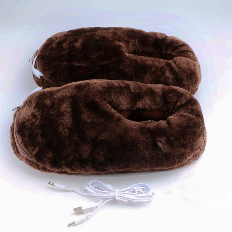5V Beheizte Hausschuhe USB Lade Elektrische Heizung Plüsch Fuß Wärmer Für Weihnachten Männer Frauen Winter Hause Erwärmung Schuhe