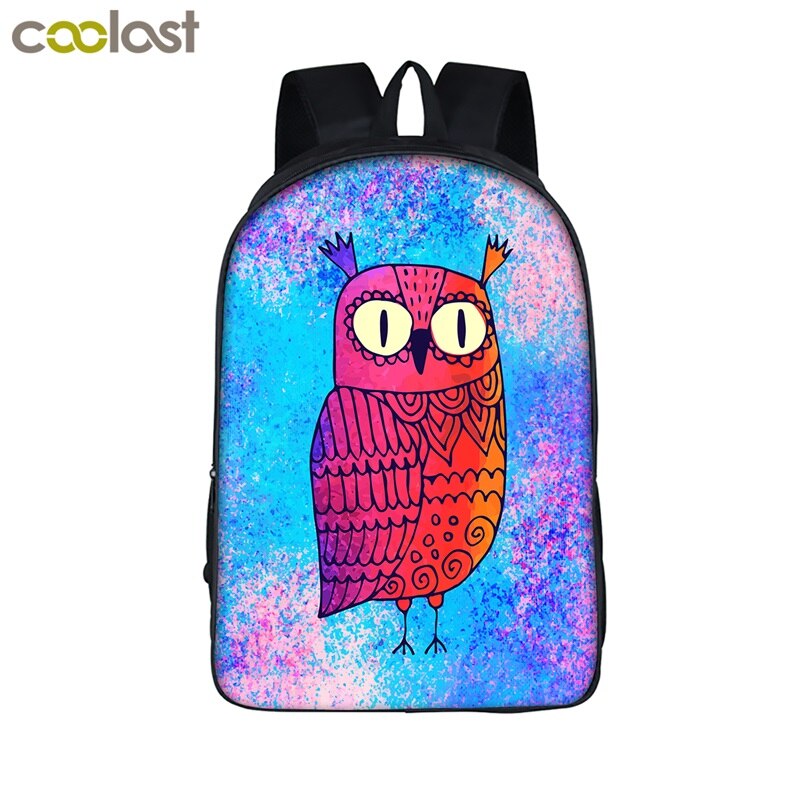 16 inch Cartoon Owl Student Backpack Cute Animal Print School Bag For Teenager Women Men Laptop Backpack Boys Girls Travel Bags: A16 MTY13