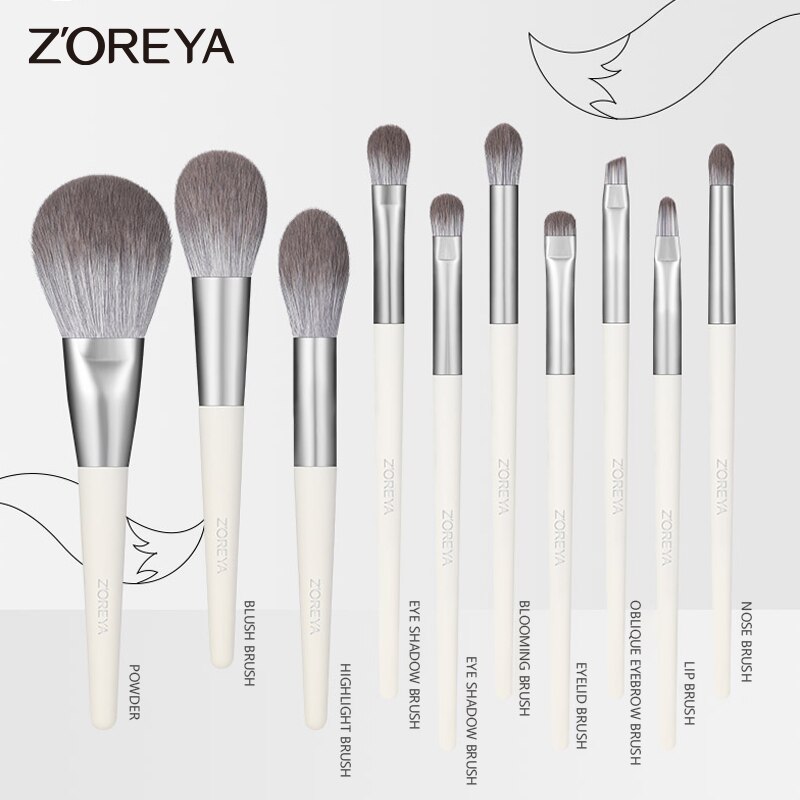 Zoreya-Juego de brochas de maquillaje, brochas profesionales de belleza, brocha de pelo sintético, brocha para polvos y base