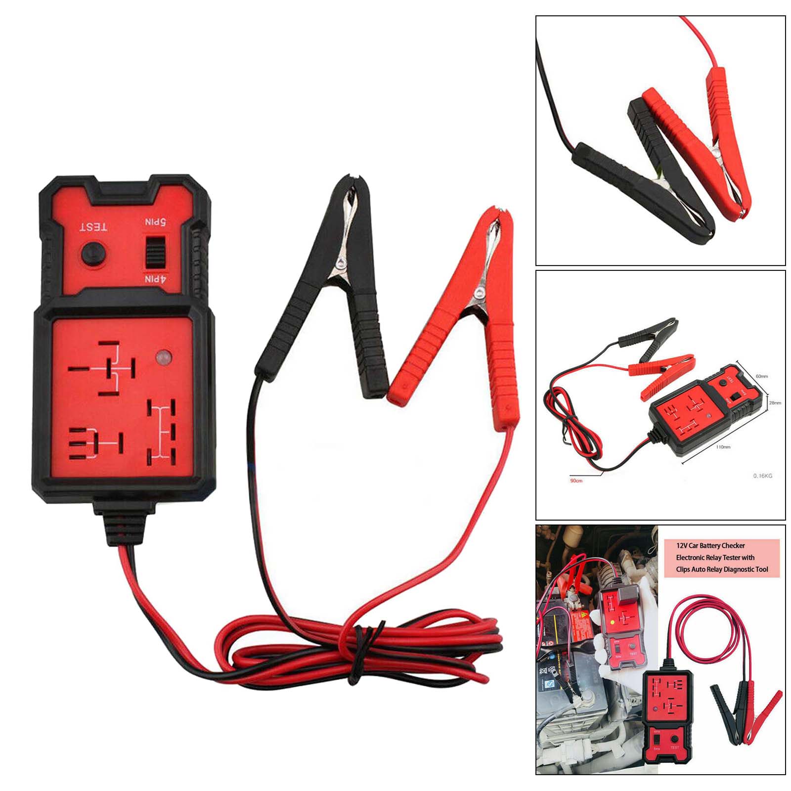 12V Car Automotive Relay Alligator Clip Battery Quick Test Tools