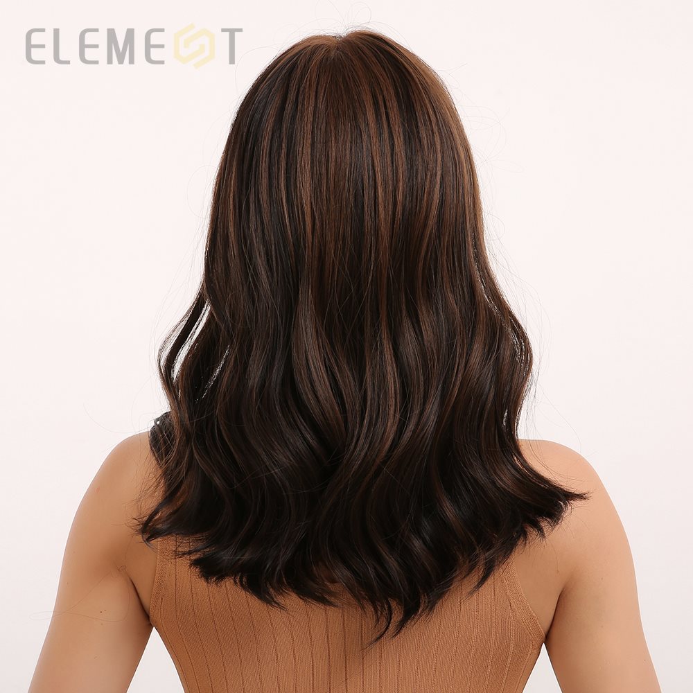 Perruque synthétique longue ondulation naturelle avec frange en Fiber résistante à la chaleur avec frange pour femmes blanches et noires pour usage quotidien
