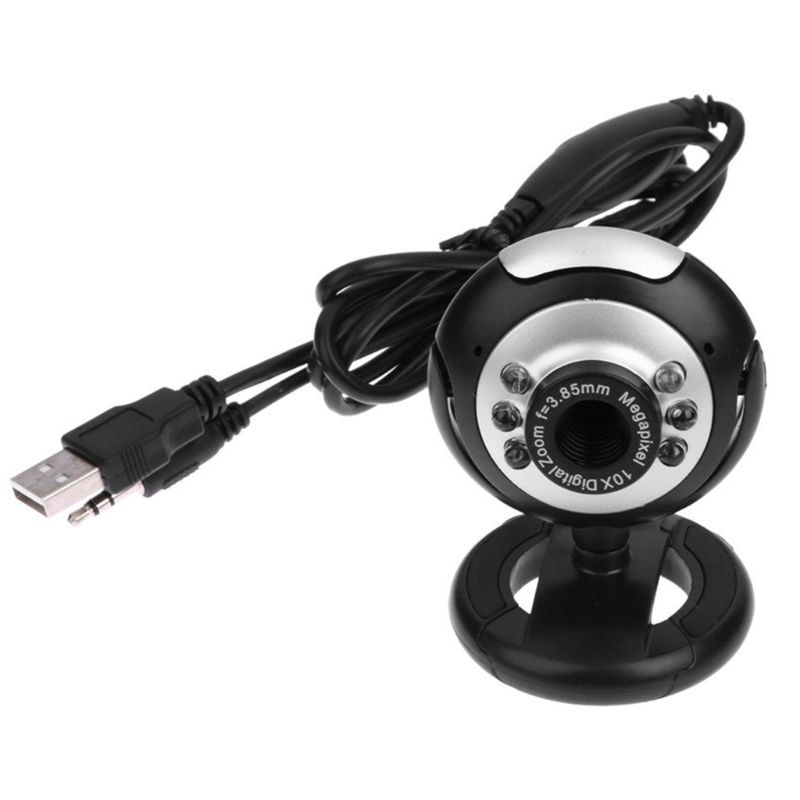 USB 2.0 Web Camera with 6 LED Light Clip-on Webcam Camera for Laptop Desktop