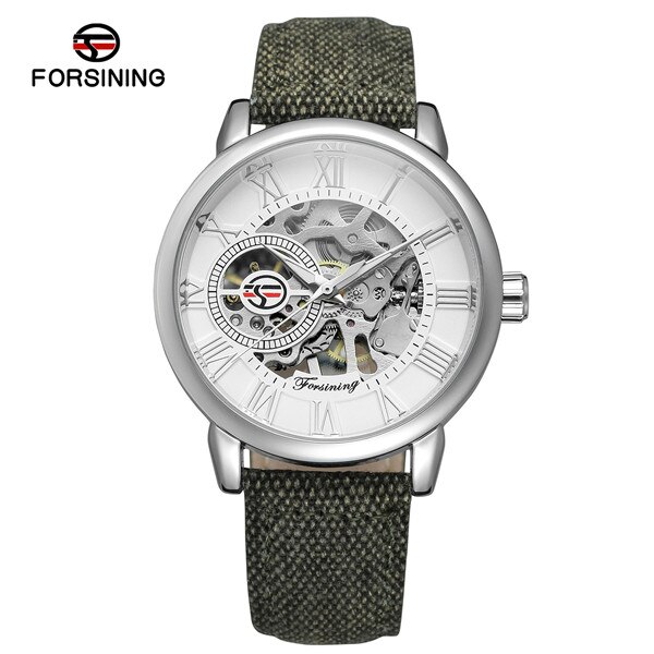 Forsining Mannen Horloge Skeleton Mechanische Hand Wind Canvas Strap Stijlvolle Romeinse Cijfers Vogue Horloge Heren Horloges: Type 3