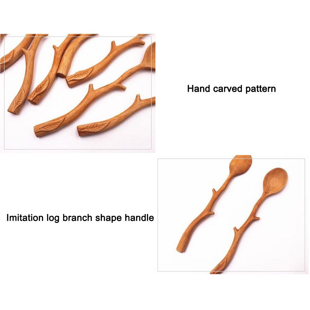 Japanese Style Beech Spoons Branch Shape Long Handle Scoop Coffee Stirring Spoon Soup Spoon Tableware
