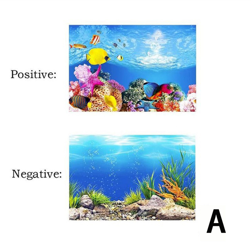 Aquarium fond papier peinture HD image 3D Aquarium papier peint Double face Aquarium décoratif Aquarium autocollant: style A / 40x82cm