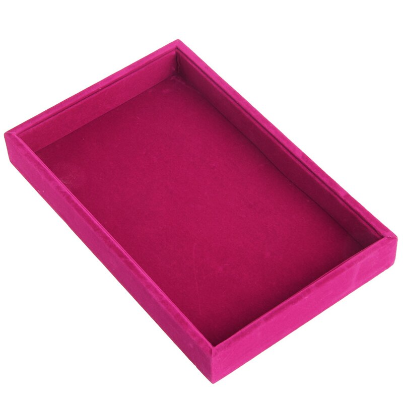 Bandejas de joyería apilables de 5 colores, insertos de terciopelo, bandeja de exhibición de joyería, estuche de soporte, organizador de almacenamiento de decoración de Boutique: Rojo rosado