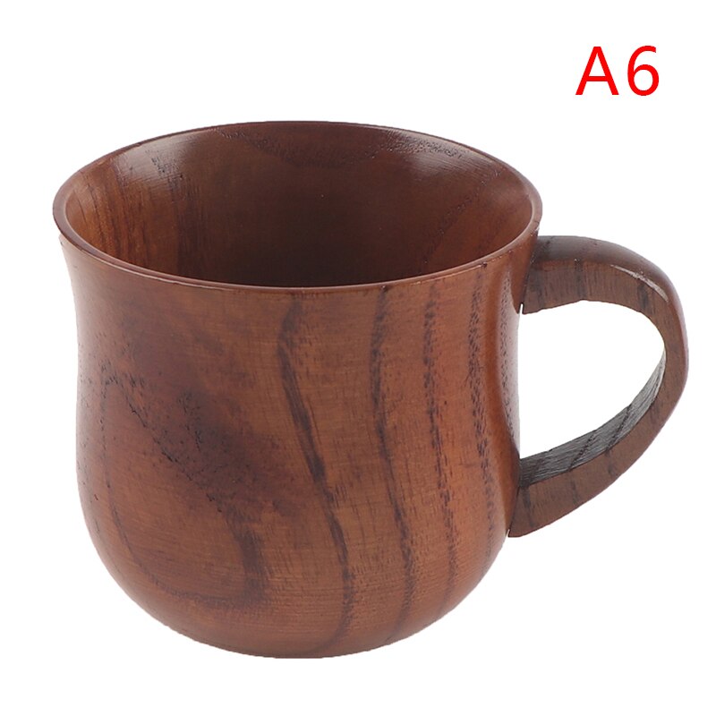 Træ kop naturlig klassisk håndlavet stor mave øl kaffe mælk juice te kop tumbler: 6