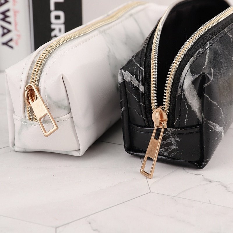 PU marmuru różbyć winnym złoto piórnik z zapięciem na zamek słodkie piórniki szkolne dla dziewczynek chłopiec duży długopis torba piórnik etui szkoła papiernicze