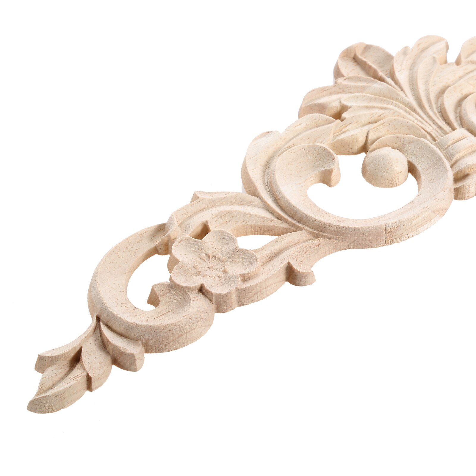 Apliques de madera natural Retro, molduras de madera sin pintar, largas, decorativas, rectangulares tallados, accesorios para muebles y armarios, 1 ud.