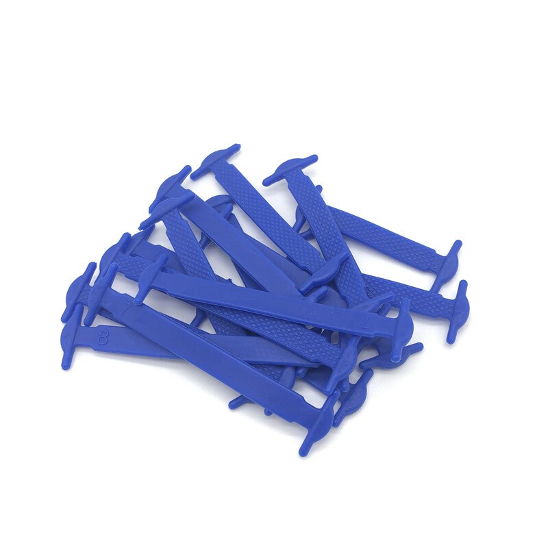 Cordones elásticos de silicona para zapatos, accesorios creativos para perezosos, de goma, 16 unids/lote: Azul