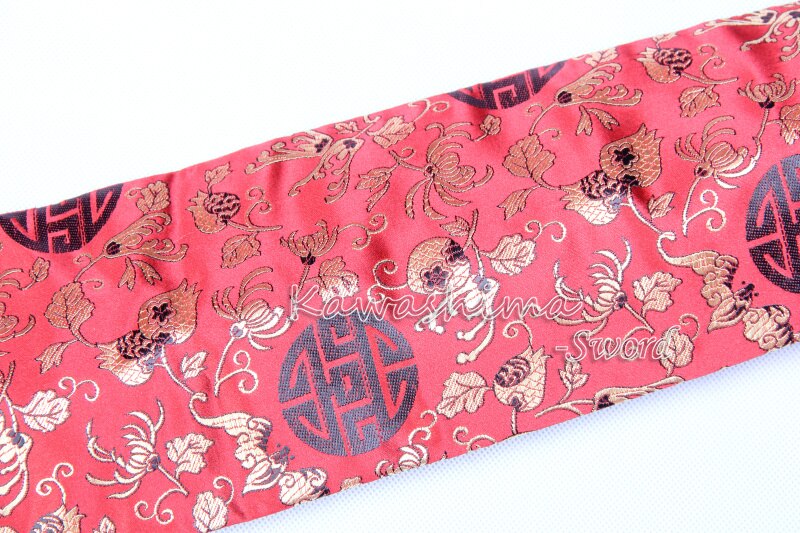 Japanischen Samurai Schwert Silk Tasche Rot Gold Farbe Bestickt Blume Für Katana/Wakizashi Neue versorgung