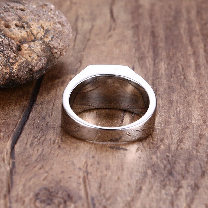 Anillos de para hombre, anillo de declaración de acero inoxidable con piedra azul rectangular, anillo con joya de masculina