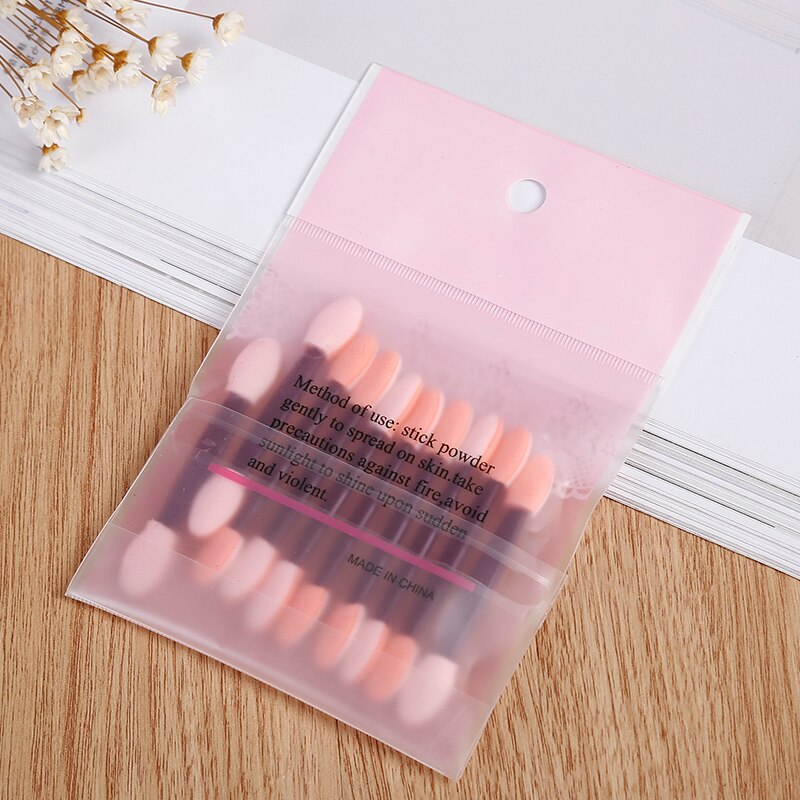 Pinceles de maquillaje de doble punta, aplicadores de sombra de ojos suaves, esponja, herramienta de cepillo desechable para sombra de ojos, herramienta cosmética, 10 Uds.