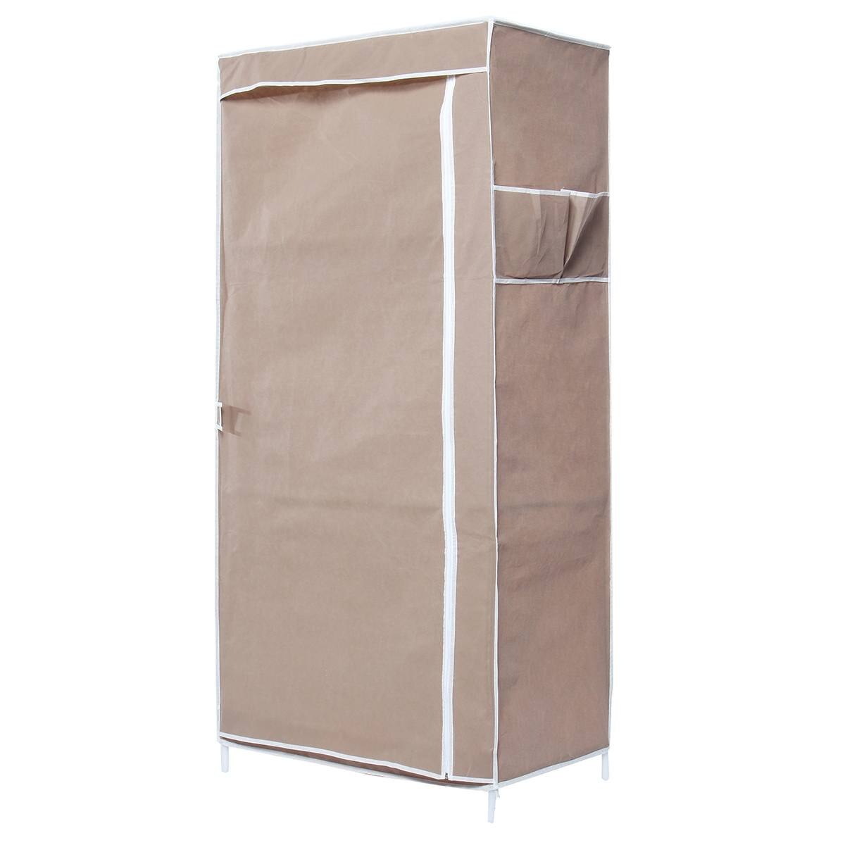 Non-woven tyg garderob stål individuell garderob tyg garderober hylla kläder hylla sovrum förvaring arrangör sovrumsmöbler: 2