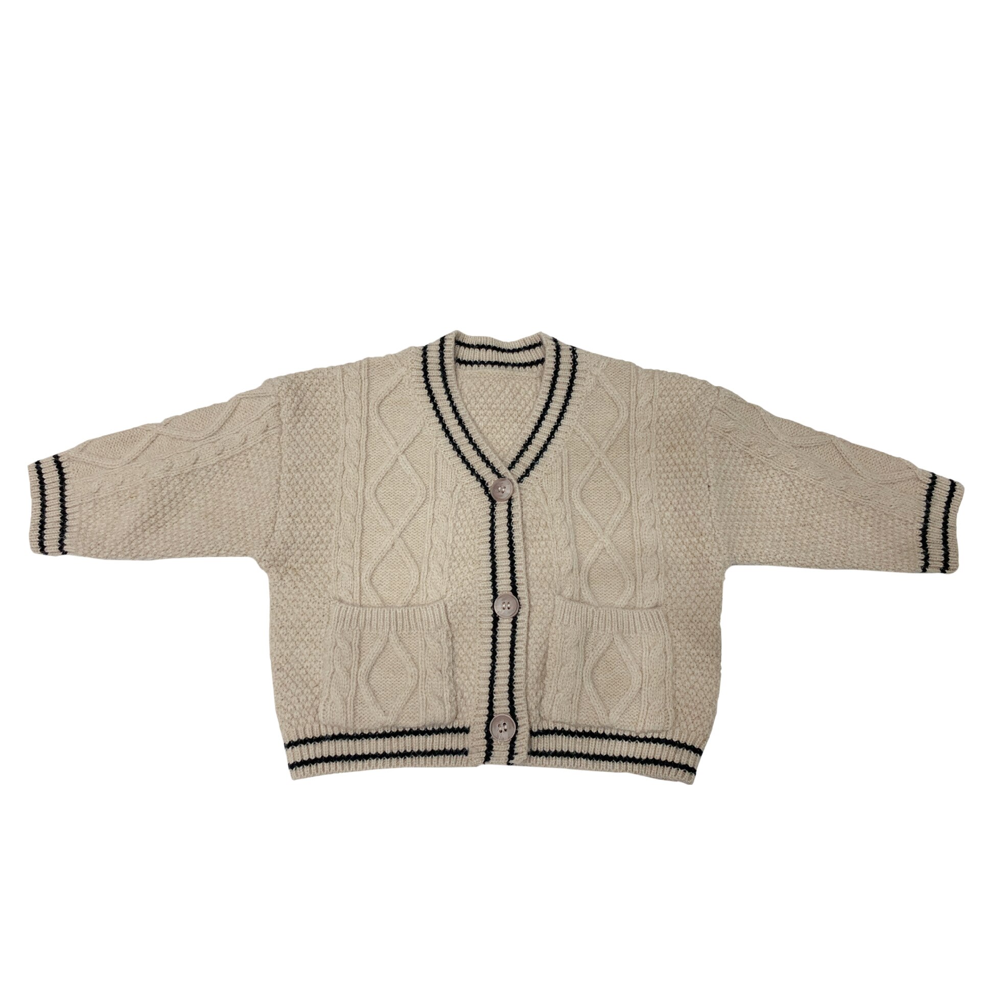 Maglione Cardigan per bambina neonato autunno e inverno striscia Jacquard maglieria capispalla abbigliamento coreano per bambini natale: beige / 24M