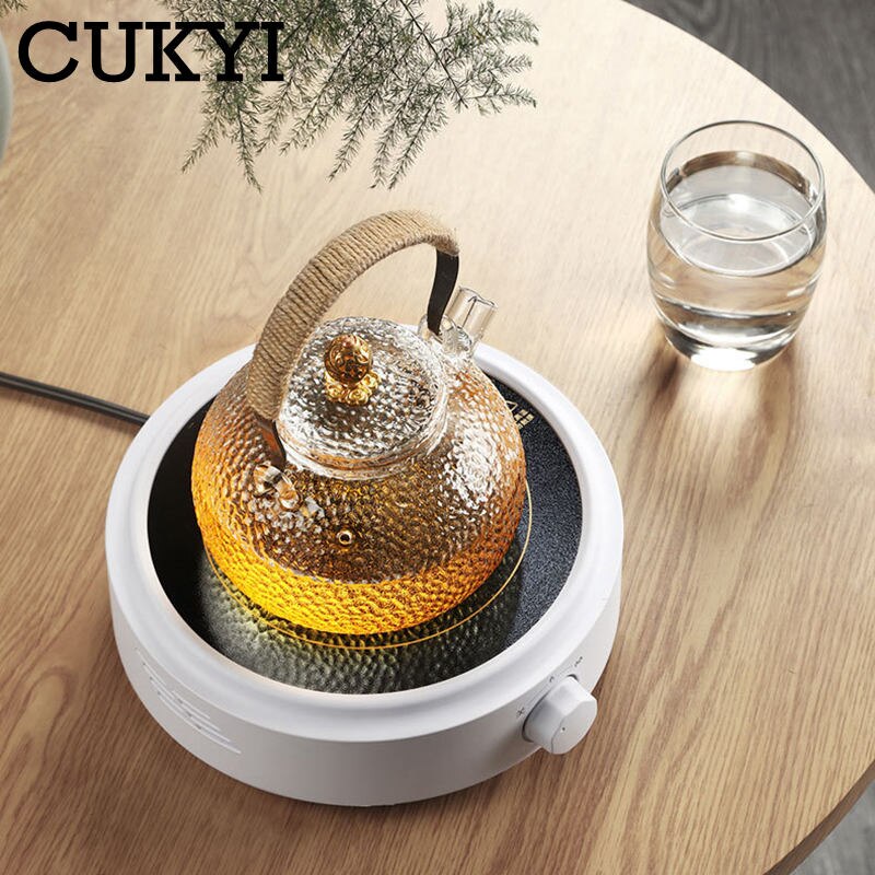 CUKYI-estufa eléctrica de cerámica de 110V/220V, 2 engranajes de potencia de fuego, perilla ajustable, Caldera de té portátil, estufa Universal impermeable, utensilios de cocina
