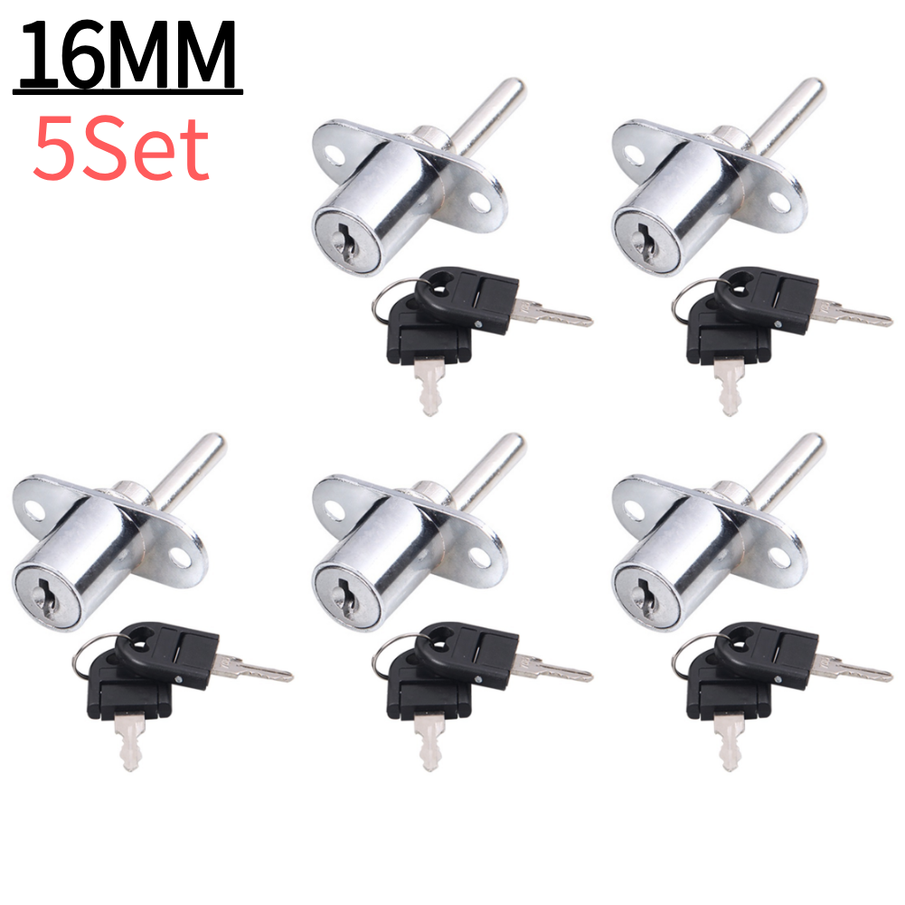 16/19mm Cam Cylinder Triple Lock Zinc Alloy Desk Cabinet Drawer Front Lock With Keys Office Desk Drawer Locks Furniture Hardware: Bronze Yellow