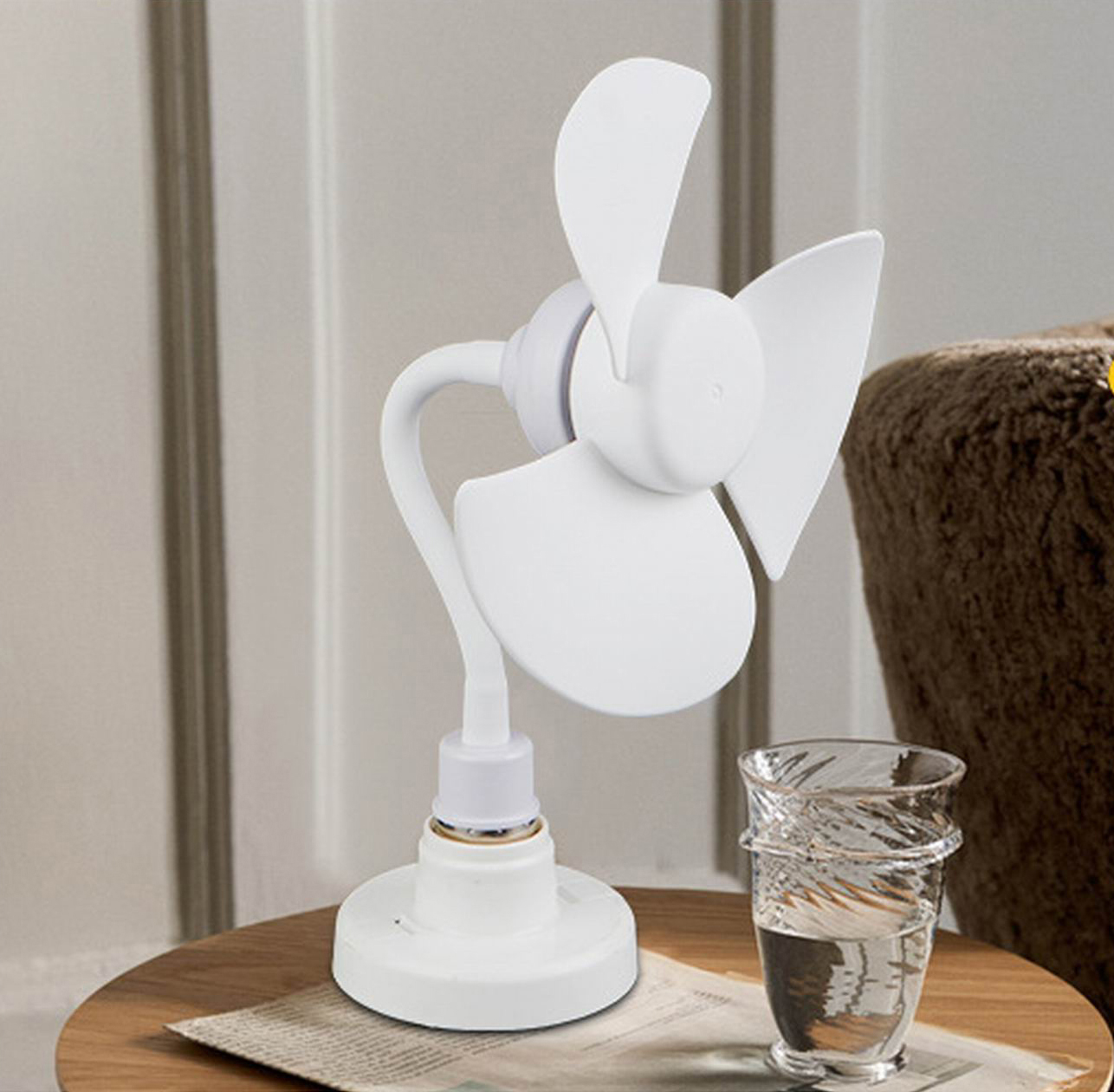 Ventilador de mesa de 6,3 pulgadas, miniventilador de techo E27 de 10W, candelabro de dormitorio interior con ventiladores de refrigeración