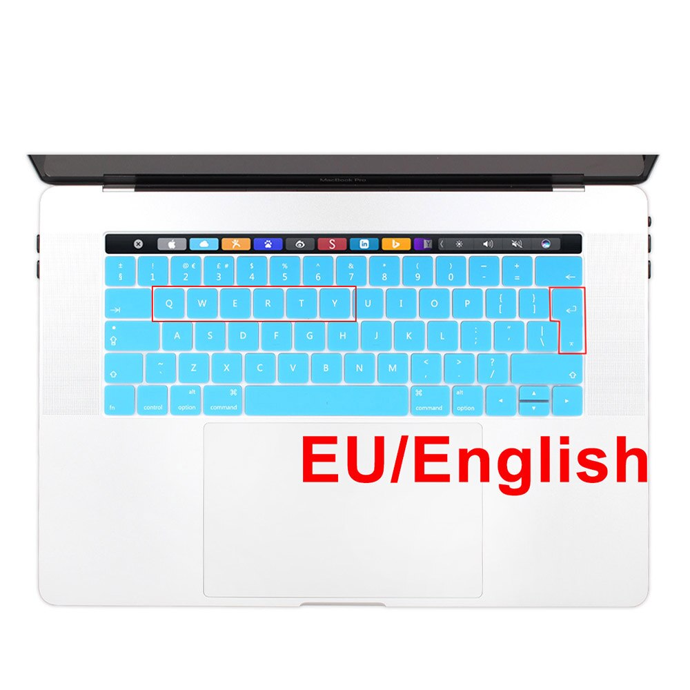 Funda para teclado europeo, Europeo, Europeo, Enter, Inglés para Macbook Pro 13 15 con barra táctil A1706 A1707: sky blue