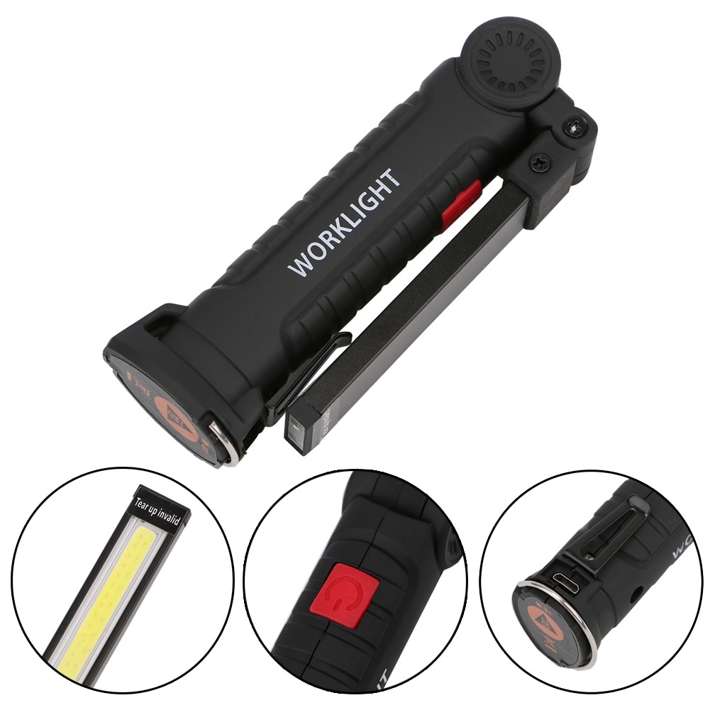 Tent Lamp USB Rechargeable LED Flashlight Torch Magnetic Working Folding Hook Lights Outdoor Lanterna 3-Mode COB LED Camping
