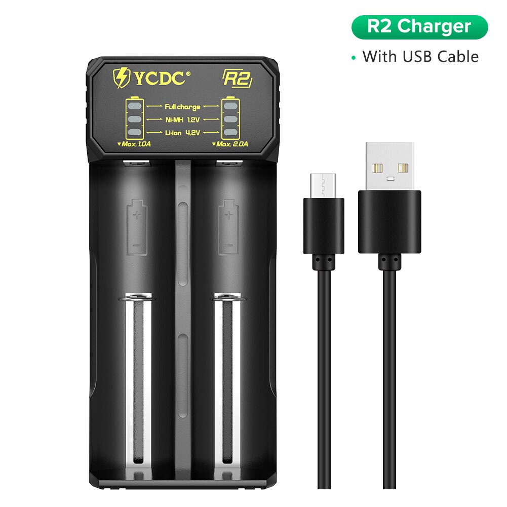 Universele Batterij Oplader Voor 18650 26650 21700 18350 Aa Aaa 3.7V/3.2V/1.2V Nimh 18650 batterij Usb Smart Charger: R2