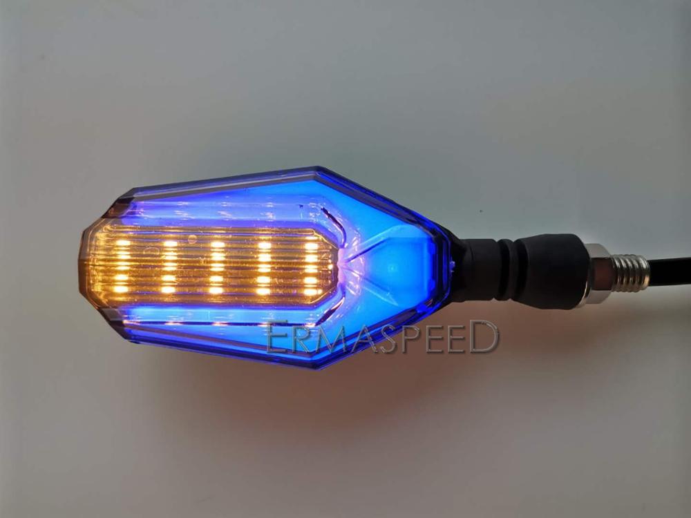 Intermitentes LED universales para motocicleta, luces intermitentes ámbar IPX6, luz diurna, accesorios para Moto: Azul
