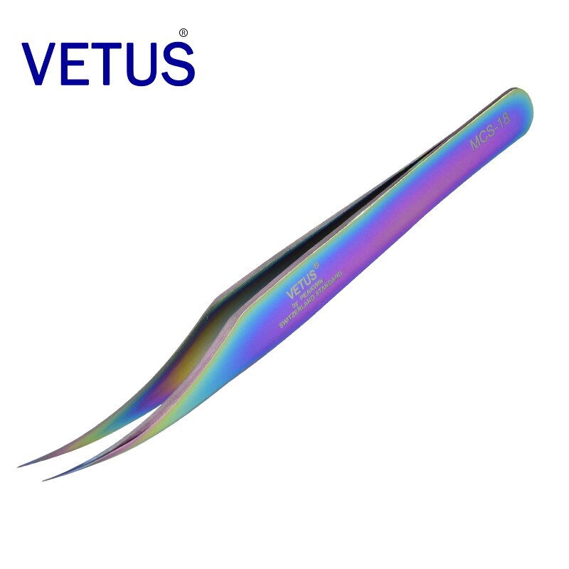Vetus mcs serie regnbåge skönhet smink pincett fantasy ljus premium pincett för ögonfransförlängning