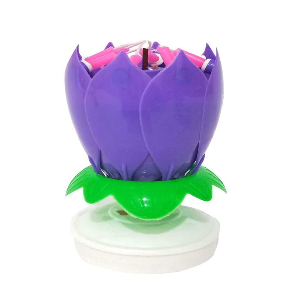 Electronic Birthday Candles Double Lotus Music Blossom Rotating Cake Candle Party Decoration Candle For Birthday Innovative