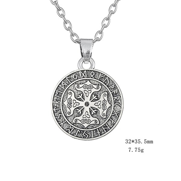 Fishhook Norse Viking Cross Knot with Rune Calendar Necklaces Pendants Amulet Charm for Men Religious Vintage Necklace: Link Chain