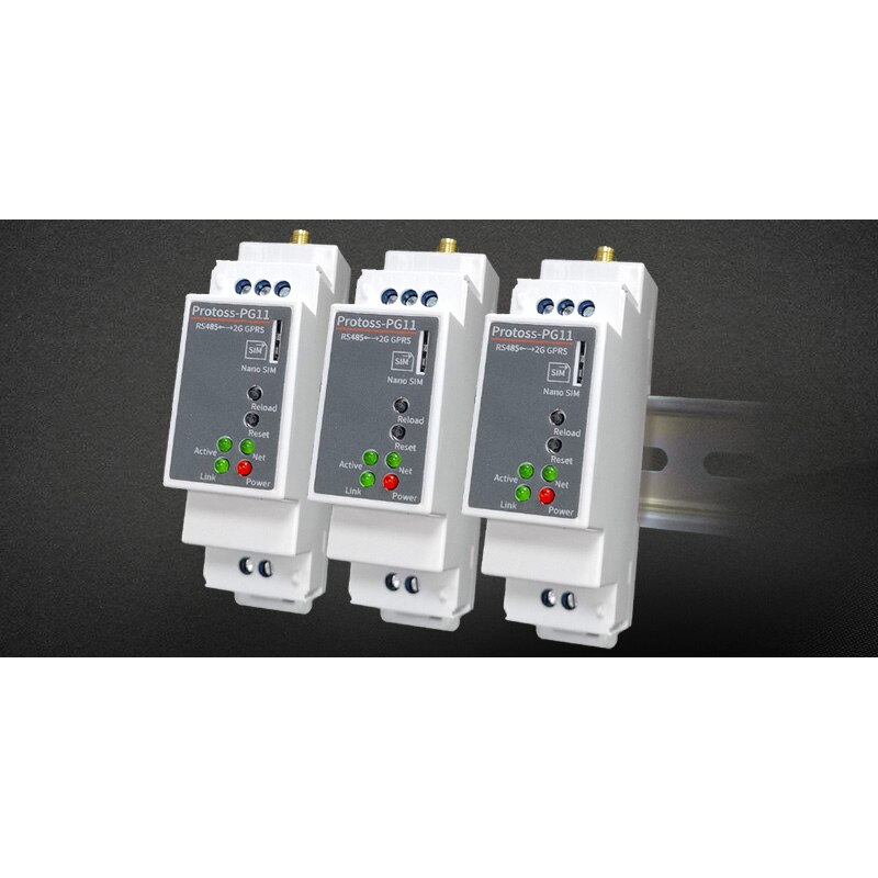 DIN-Rail Serial port RS485 to 2G GPRS GSM converter device server Protoss-PG11 AC110V~220V or DC Support Modbus TCP to RTU