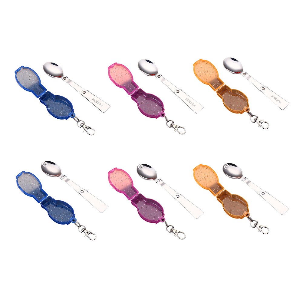 Lightweight Camping Utensil Outdoor Pocket Spoon Spork Stainless Steel Folding for Household Kitchen Easy Supplies