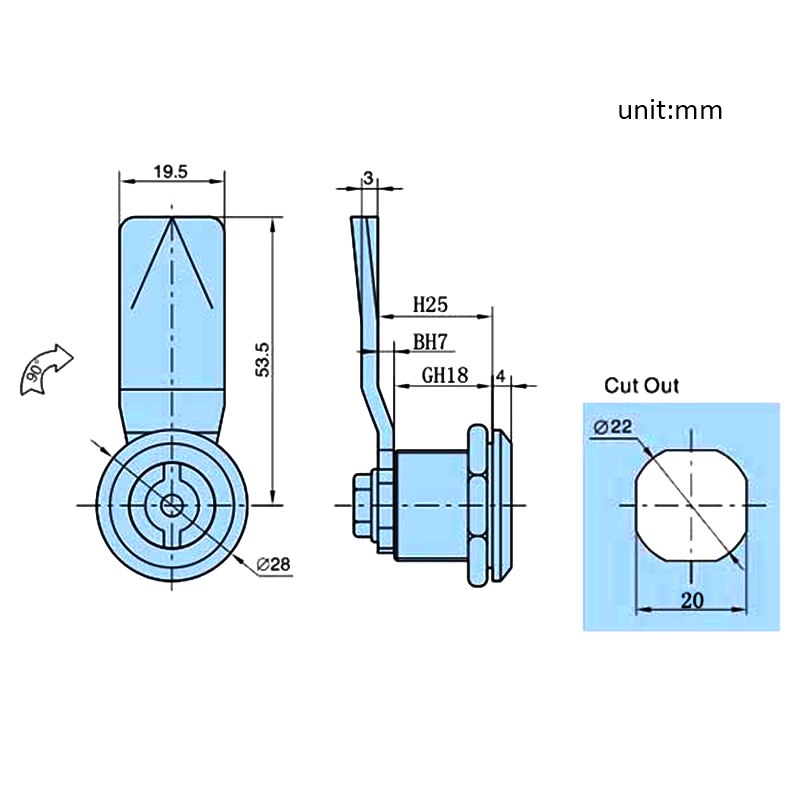 1PCS Stainless Steel Metro/HSR/Train Door Lock Multifunction Electric Cabinet Lock Trash Bin Elevator Scalator Triangle Lock