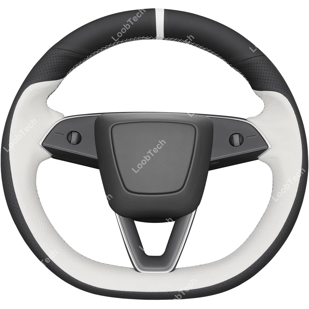 Protector de volante para Tesla Model 3 Highland 2024, cubierta protectora de cuero perforado negro para volante: Gris oscuro