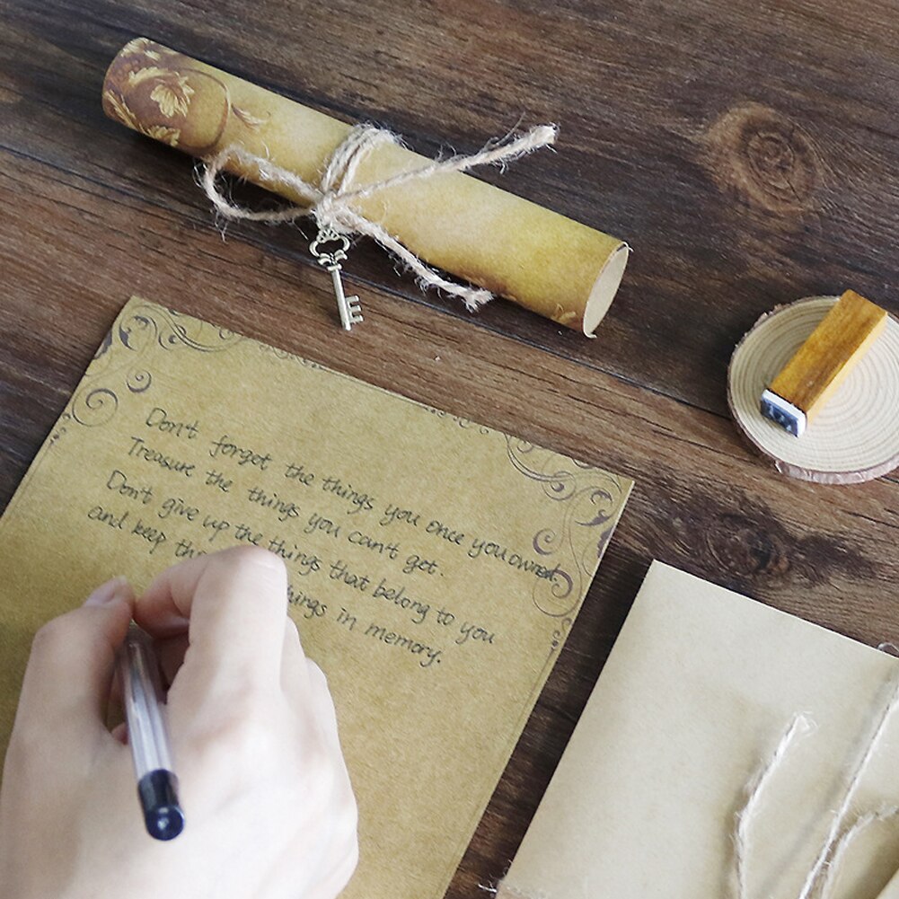 Juego de sobres de papel Kraft Vintage Retro, sobres de invitación de carta de amor para el Día de San Valentín, accesorios de papel de escritura con cuerda